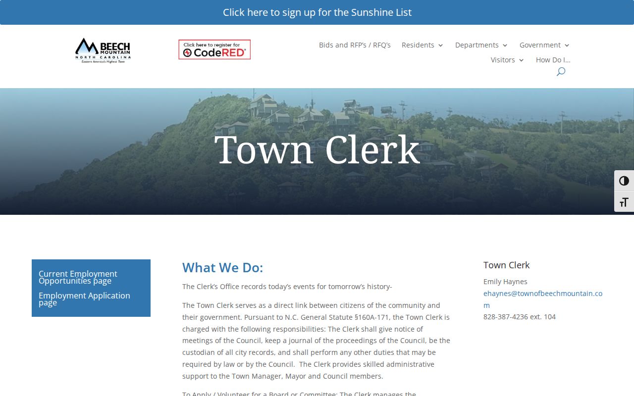 Beech Mountain criminal records through the Town Clerk