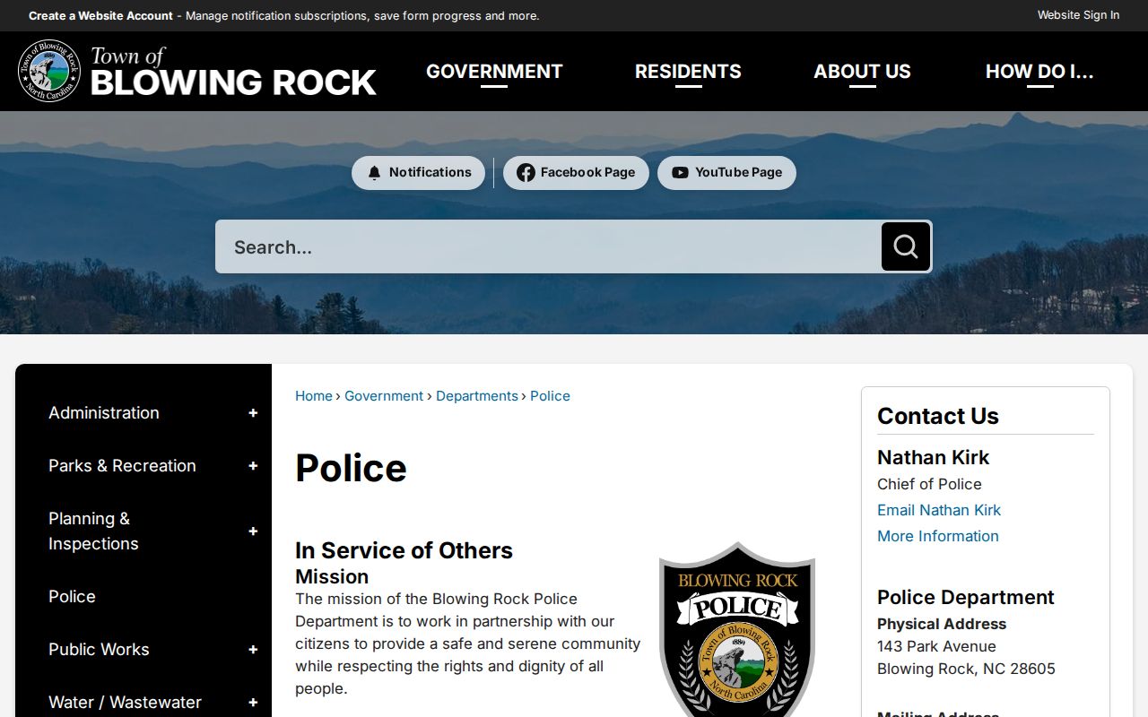 Blowing Rock criminal records at the Blowing Rock Police Department