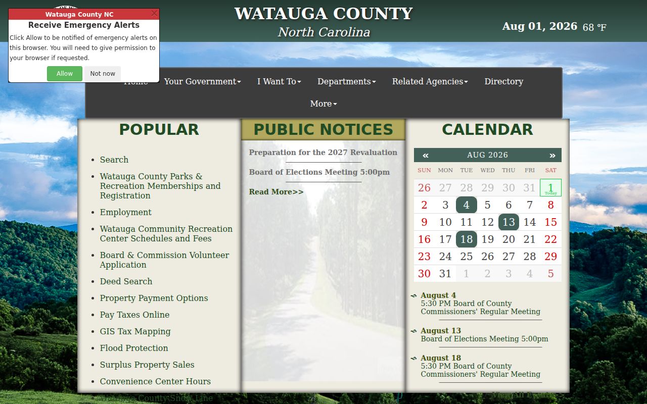 Watauga County criminal history government office directory