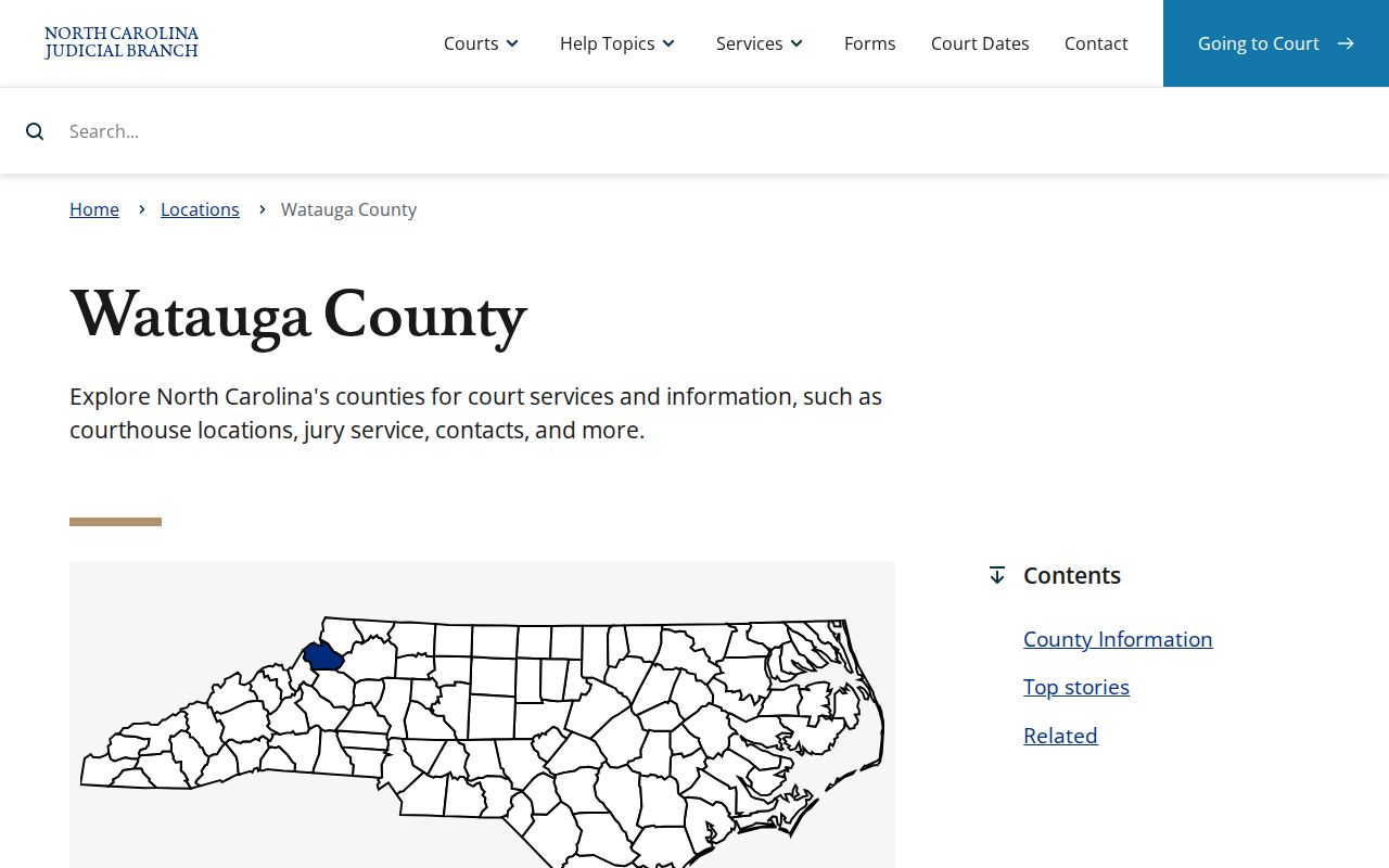 Watauga County criminal courts and court case access page