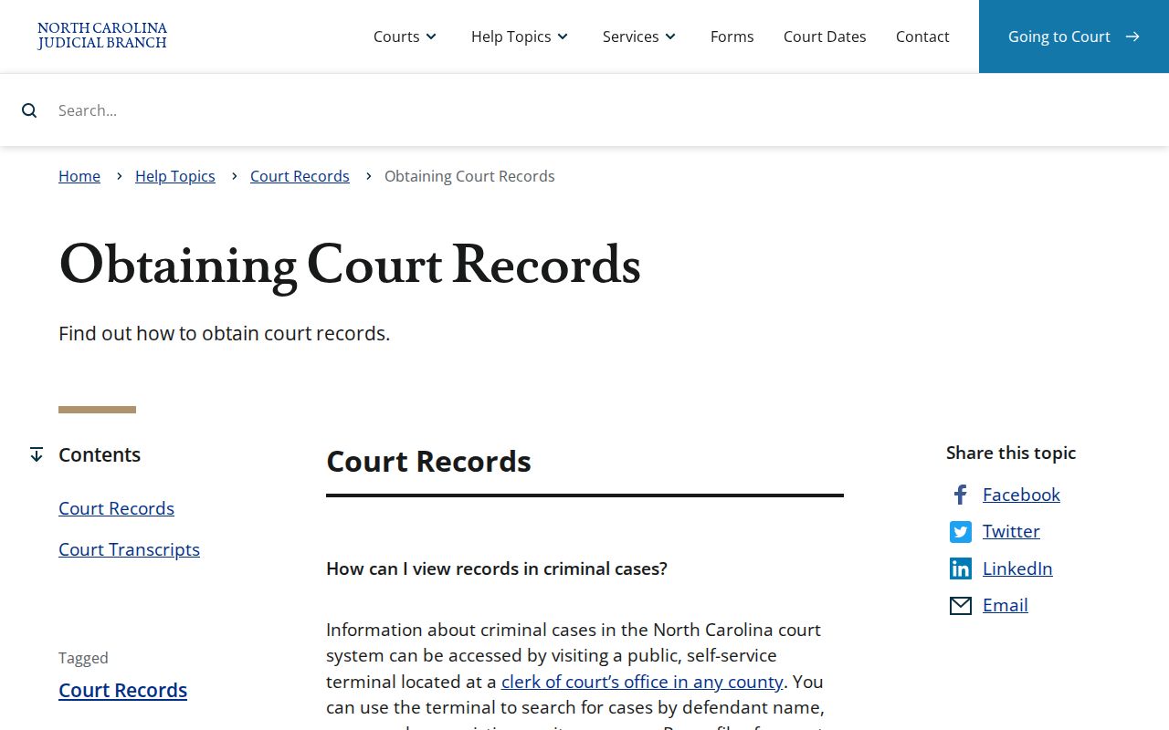 Official instructions for obtaining Watauga County criminal court records